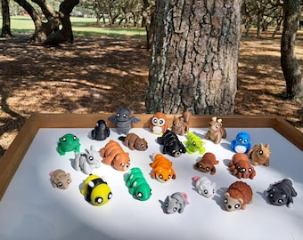 3D Printed Articulated Woodland Creature Fidget Toys – Fox, Bat, Owl, Deer, Bear, Bunny, Squirrel, Wolf – Sensory Toy Set for Kids