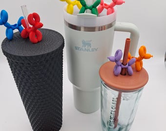 3D Printed Balloon Dog Straw Topper – Fun Cup Accessory for Tumblers