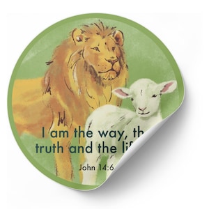Lion et agneau autocollant chrétien | Décalcomanie en vinyle de verset biblique Jean 14:6 | Sticker Faith pour ordinateur portable, journal, Bible | Livraison gratuite au Royaume-Uni