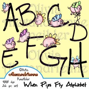 When Pigs Fly Alphabet Upper Case - Personal and Limited Commercial Use