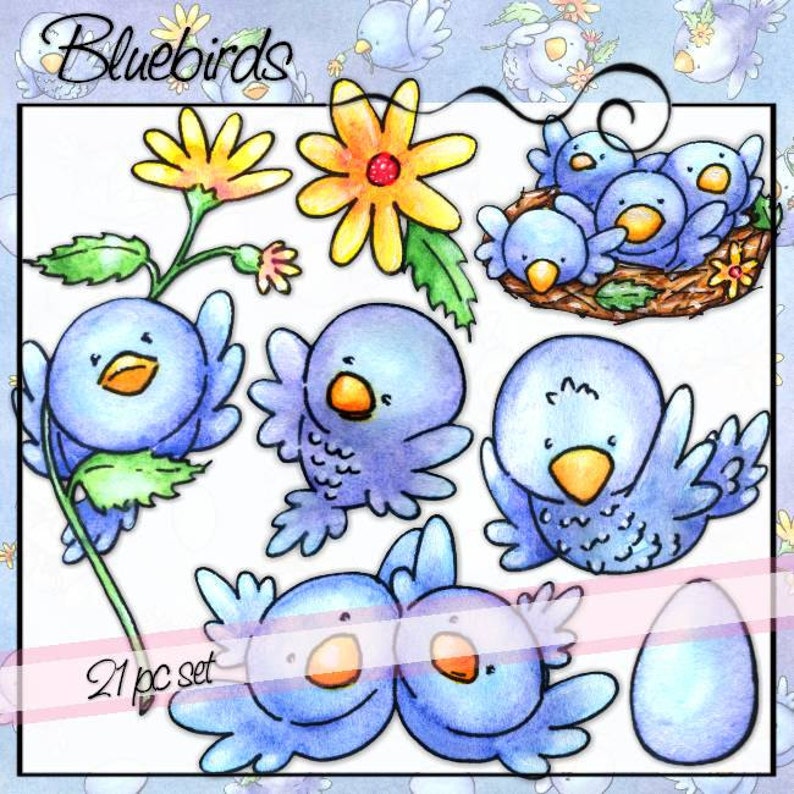 Bluebirds Downloadable Clip Art Personal and Limited Commercial Use - Etsy