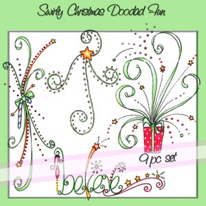 Swirly Christmas Doodad Fun DL Clip Art - Personal/Ltd Commercial Use Great for Journaling, Stickers, Cards, Scrapbooking and Much More