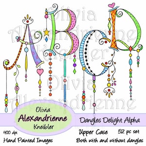 Dangles Delight Alphabet Großbuchstaben - Mit und ohne Dangles - Persönlicher und begrenzter kommerzieller Gebrauch