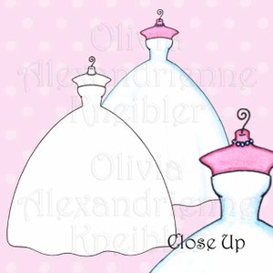 セール！花嫁、ノースリーブのボールガウンデジタルスタンプと手描きバージョン - 個人および商業、結婚式、愛、招待状、
