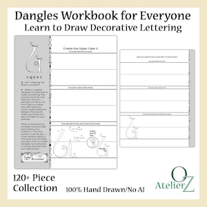 Dangles-werkboek voor iedereen: leer decoratieve belettering en kunst tekenen - beginnersvriendelijke kunsttutorial en oefengids, meer dan 120 pagina's