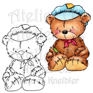 SALE! Weinig Choo Choo Bear digitale stempel en Hand geschilderd versie - persoonlijke en Commercial