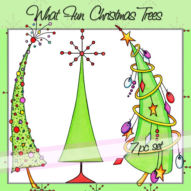 What Fun Christmas Trees Downloadable Clip Art Personal and | Etsy