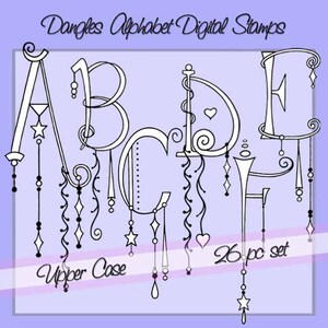 Dangles Alphabet digitale Briefmarken Großbuchstaben - persönliche und begrenzte kommerzielle Nutzung