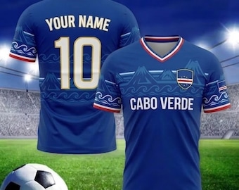 Camiseta personalizada de Cabo Verde, camiseta de fútbol personalizada de Cabo Verde, top de fútbol de Cabo Verde, camiseta unisex de regalo de Cabo Verde, camiseta con nombre personalizado