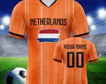 Personalized Netherlands Soccer Jersey, Custom Name and Number Netherlands Football Shirt, Dutch Pride Sports Apparel, Unisex Custom Jersey.