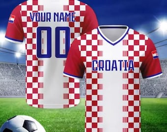 Gepersonaliseerde Kroatische voetbaltrui, aangepaste naam en nummer Kroatië voetbalshirt, Kroatische Pride-sportkleding, unisex gepersonaliseerde trui.