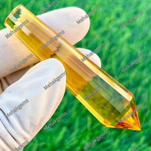 161.Ct Natural Golden Citrine Pencil Crystal Tower | Fantasy Cut Loose Gemstone for Pendant