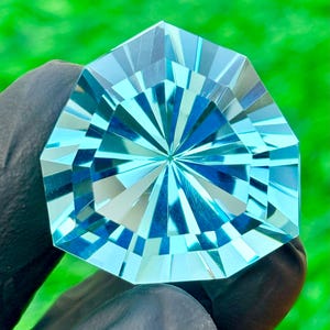 83ct Lab Created Blue Aquamarine Gemstone - Shield Cut Faceted Stone