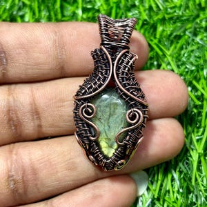 Labradorite Gemstone Pendant Copper Wire Wrapped Pendant Labradorite Pendant Copper Pendant Jewelry Gift For Her Mother Labradorite Jewelry