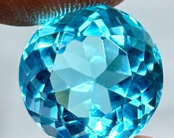 Topacio azul suizo de 12 quilates, piedra preciosa suelta de corte redondo