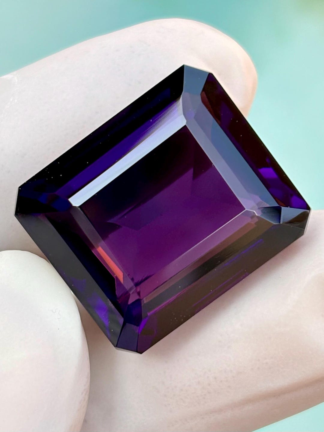 Deep Purple Amethyst Emerald Cut Gemstone – High Clarity AAA Grade for ...