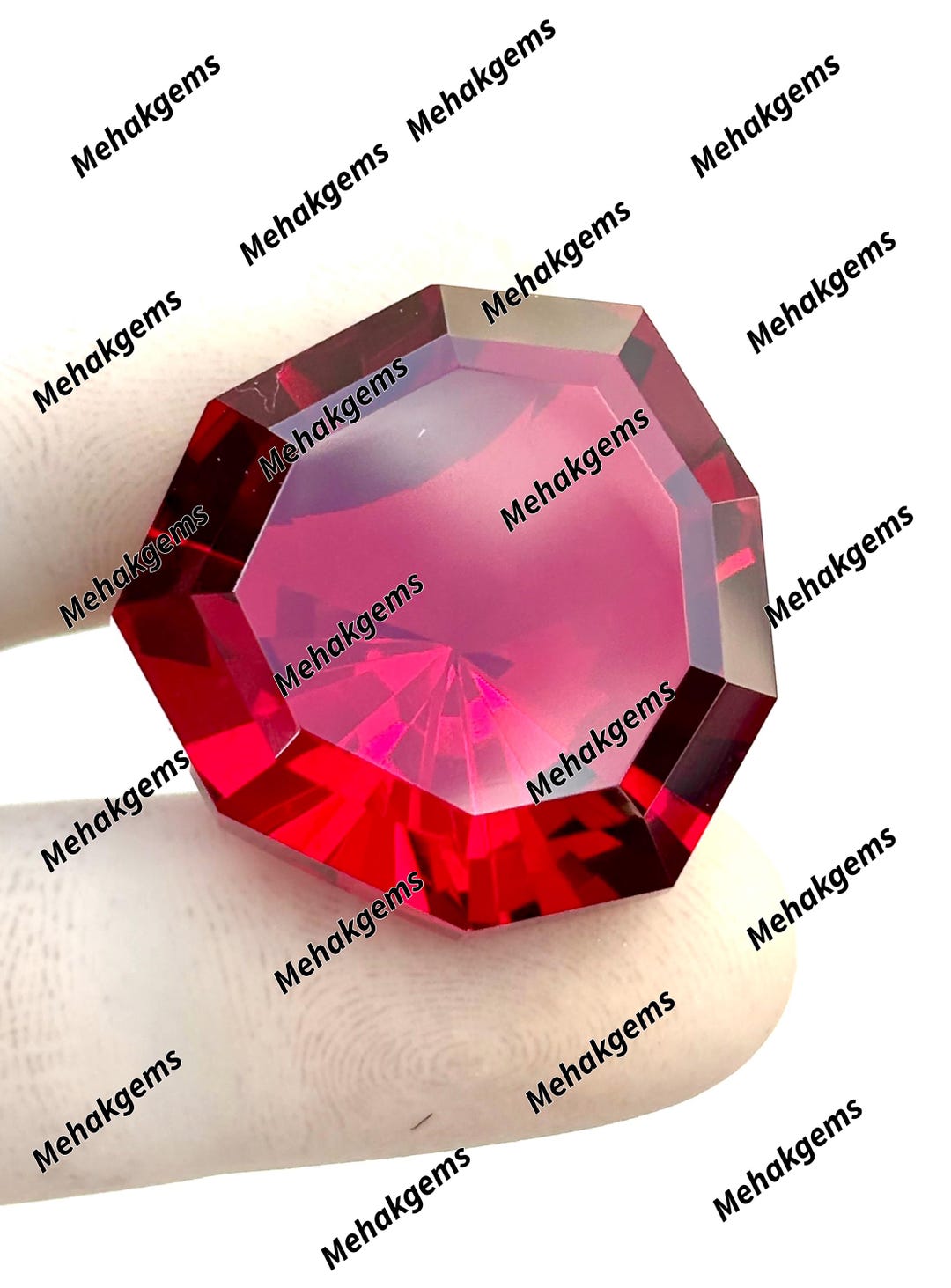 Lab Grown Ruby Gemstone – Deep Red Shield Cut, 88ct, Precision Faceted ...