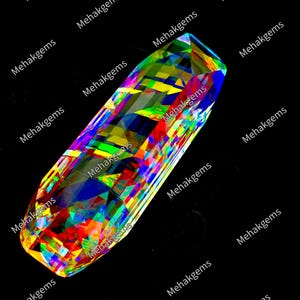 Mystic Opal Faceted Wand, Rainbow Pixel Gemstone, Fantasy Cut Loose Gemstone