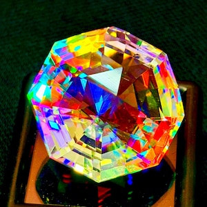 51.Ct Mystic Opal Gemstone – Large Faceted Prism, Collector Display Stone