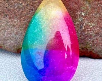 Rainbow Solar Quartz Pear Shape Cabochon: Jewelry Making Stone (31x19x6mm, 30 Carat