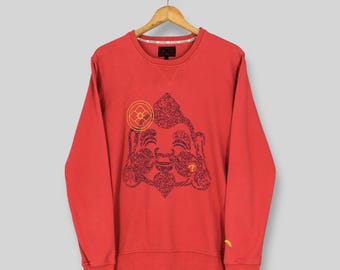 Vintage Evisu Japan Red Sweatshirt Large Evisu Japanese Designer Spell Out Logo Sweater Evisu Streetwear Pullover Jumper Size L