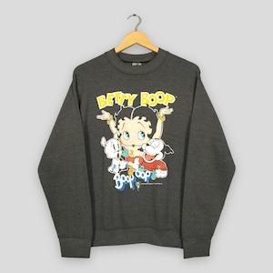 Vintage 90s Betty Boop Gray Sweatshirt Medium Betty Boop Pudgy Printed Crewneck Fleischer Studios Jumper Betty Boop Cartoon Sweater Size M