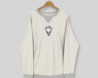 Vintage Champion United States Air Force Sweatshirt XLarge Air Force Spell Out Army Sweater Us Air Force Jumper Usaf Gray Crewneck Size XL