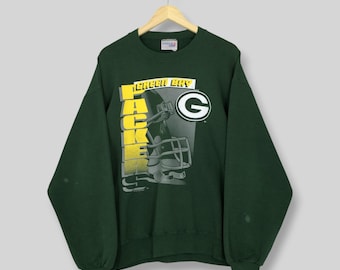 Vintage 90s Green Bay Packers NFL Sweatshirt Large Green Bay Packers Spell Out Printed Logo Crewneck GB Packers American Football Sweater L