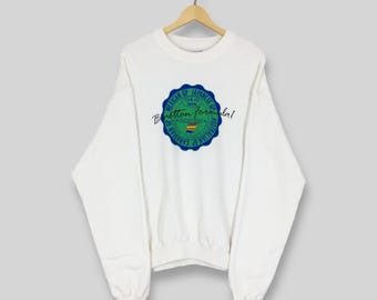 Vintage Benetton Formula 1 White Sweatshirt Large Benetton F1 Racing Team Spell Out Logo Crewneck UCB United Colors Of Benetton Sweater L