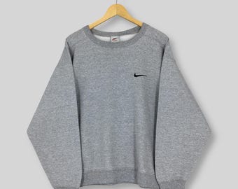 Vintage 90s Nike Swoosh Boxy Sweatshirt Medium Nike Swoosh Embroidered Logo Jumper Nike Sportswear Crewneck Nike USA Gray Sweater Size M