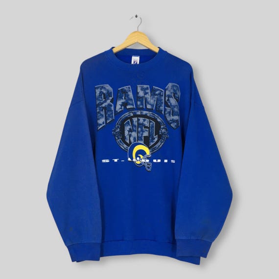 Vintage 90s St. Louis Rams NFL Sweatshirt XXLarge St Louis Rams Spell Out Logo Sweater LA Rams American Football Rugby Crewneck Size 2XL