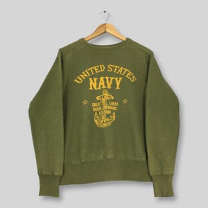 Vintage Buzz Rickson US Navy Sweatshirt Medium Great Lakes Naval Training Station Logo Pullover Us Military Jumper 1950s Single V Sweater M