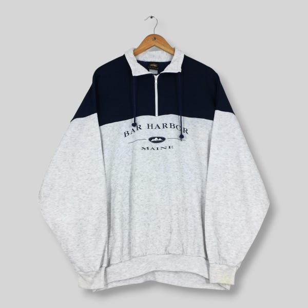 Sudadera vintage de los 90 de Bar Harbor, Maine, con media cremallera, talla XXL. Jersey de Bar Harbor Town, Maine. Suéter de montaña de Bar Harbor, Maine. Sudadera talla XXL.