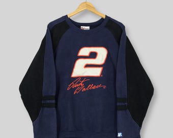 Vintage NASCAR Rusty Wallace Sweatshirt Medium 90s Chase Nascar Rusty Wallace #2 Embroidered Crewneck Nascar Racing Blue Sweater Size M