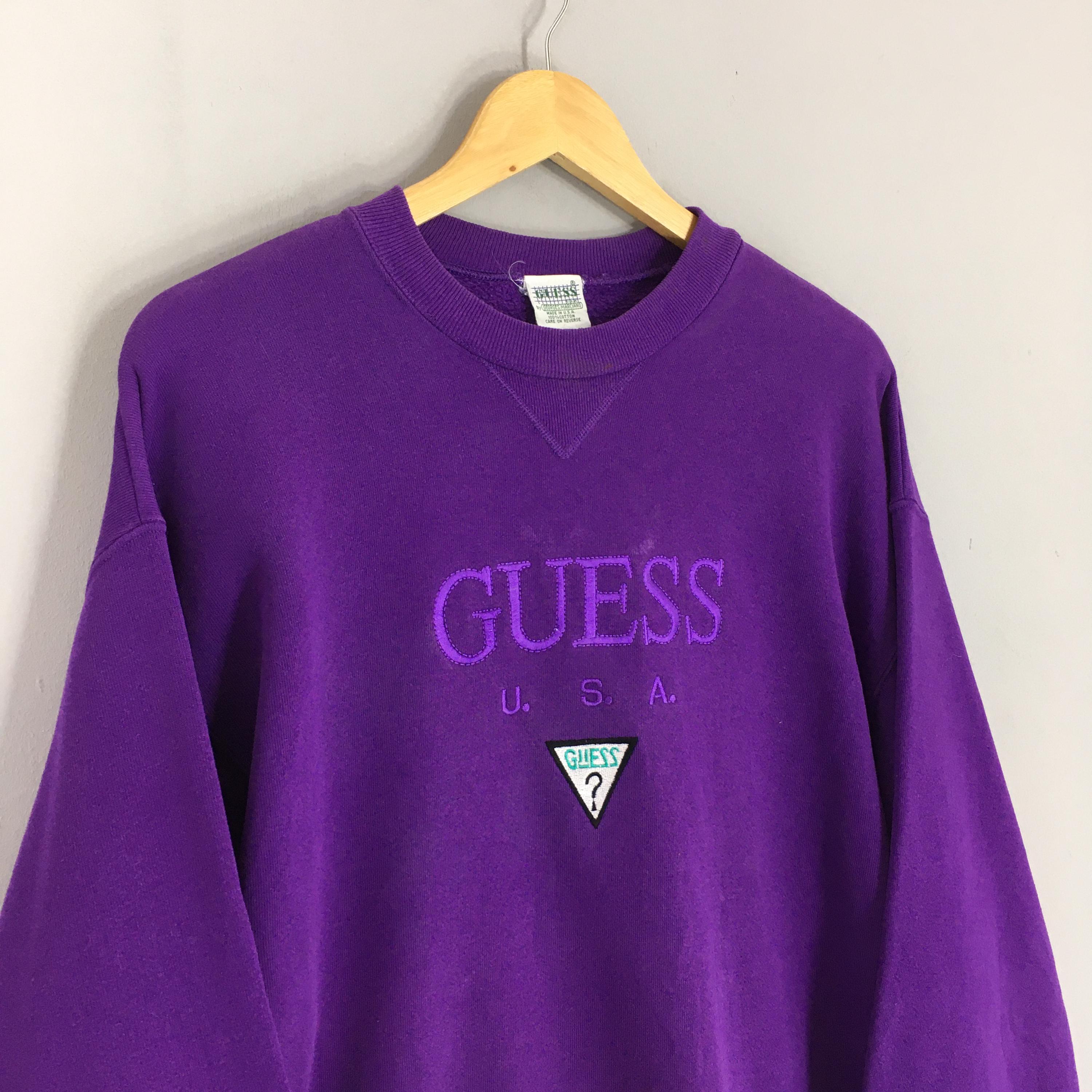 Vintage 90's Guess Jeans Purple Sweatshirt Large Guess Usa