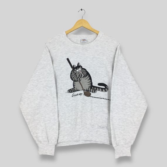 Vintage 90s B Kliban Cat Guam Golf Sweatshirt Small Crazy Shirts