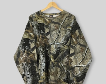 Vintage Camouflage Real Tree Jungle Sweatshirt XLarge Outfitters Ridge Mossy Oak Camo Crewneck Mossy Oak Hunting Jumper Camo Sweater Size XL
