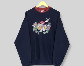 Vintage 90s Morning Sun Cute Cat Kitten Sweatshirt XLarge Cute Kitten Basket Graphics Kitsch Sweater Cat Lover Jumper Cat Pet Crewneck XL