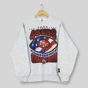 Vintage 90er Jahre San Francisco 49ers NFL Sweatshirt Großes Starter 49ers Spell Out Rundhalsausschnitt Forty Niners National Football Pullover SF Sweater L