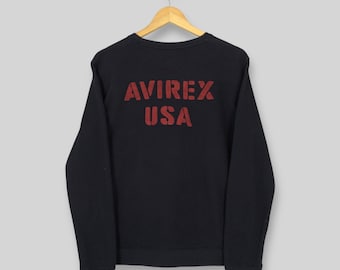 Vintage Avirex Ltd Usa Black Sweatshirt Medium Avirex USA Spell Out Crewneck Avirex Us Army Jumper Air Force Usaf Avirex Crewneck Size M