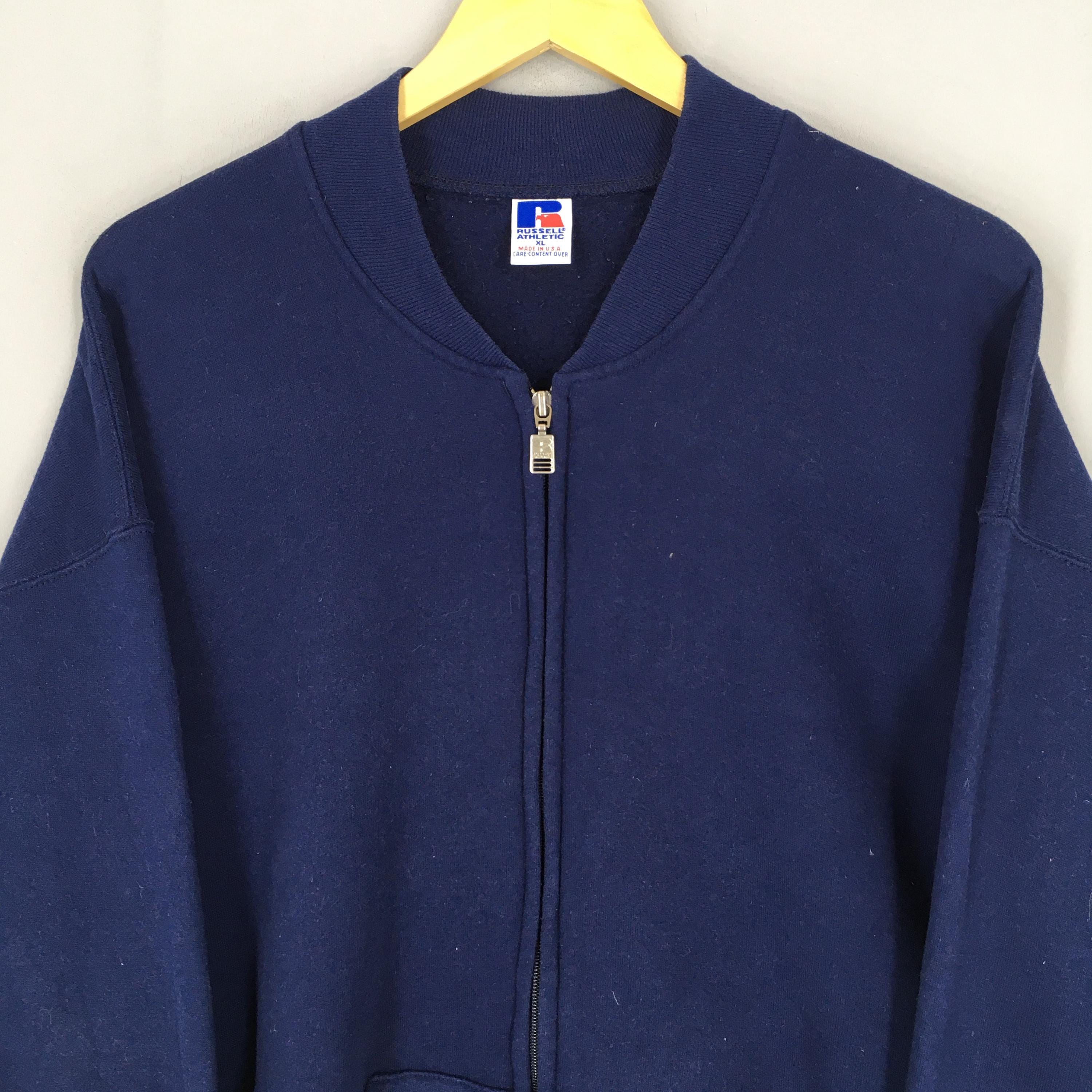 トップス 90s RUSSELL ATHLETIC sweatshirt cardigan Vintage 90s Russell Athletic Blue Sweatshirt Xlarge Russell