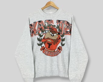 RARE Vintage Taz-Mania Texas Tech Red Raiders NCAA Sweatshirt Large Tasmanian Devil TTU Red Raiders Sweater Texas Tech University Crewneck L
