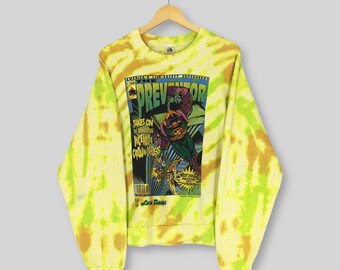 Sudadera vintage de los años 90 con el superhéroe de Preventor America, suéter grande de superhéroe de Preventor Life Safety, jersey de cómic de Harry McClelland, talla L