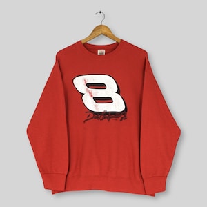Vintage Nascar Dale Earnhardt Jr. Sweatshirt XLarge Nascar Budweiser Racing Car #8 Dale Jr Black In Red Crewneck Nascar Racing Sweater XL