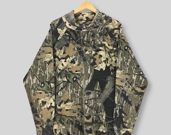 Vintage 90s Camouflage Real Tree Jungle Sweatshirt XLarge Mossy Oak Camo All Over Printed Pullover Mossy Oak Hunting Jumper Camo Sweater XL