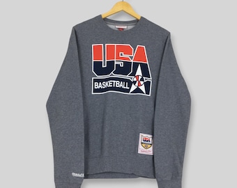 Mitchell & Ness USA Basketball 1992 Dream Team Sweatshirt Small Vintage USA Basketball Printed Logo Heather Grey Pullover Nba Jumper Size S