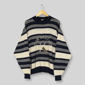 Vintage K of Krizia Club Nautico Sweatshirt Medium Basic Krizia Designer Broderad Tröja Krizia Randig Tröja Krizia Stickad Pullover M
