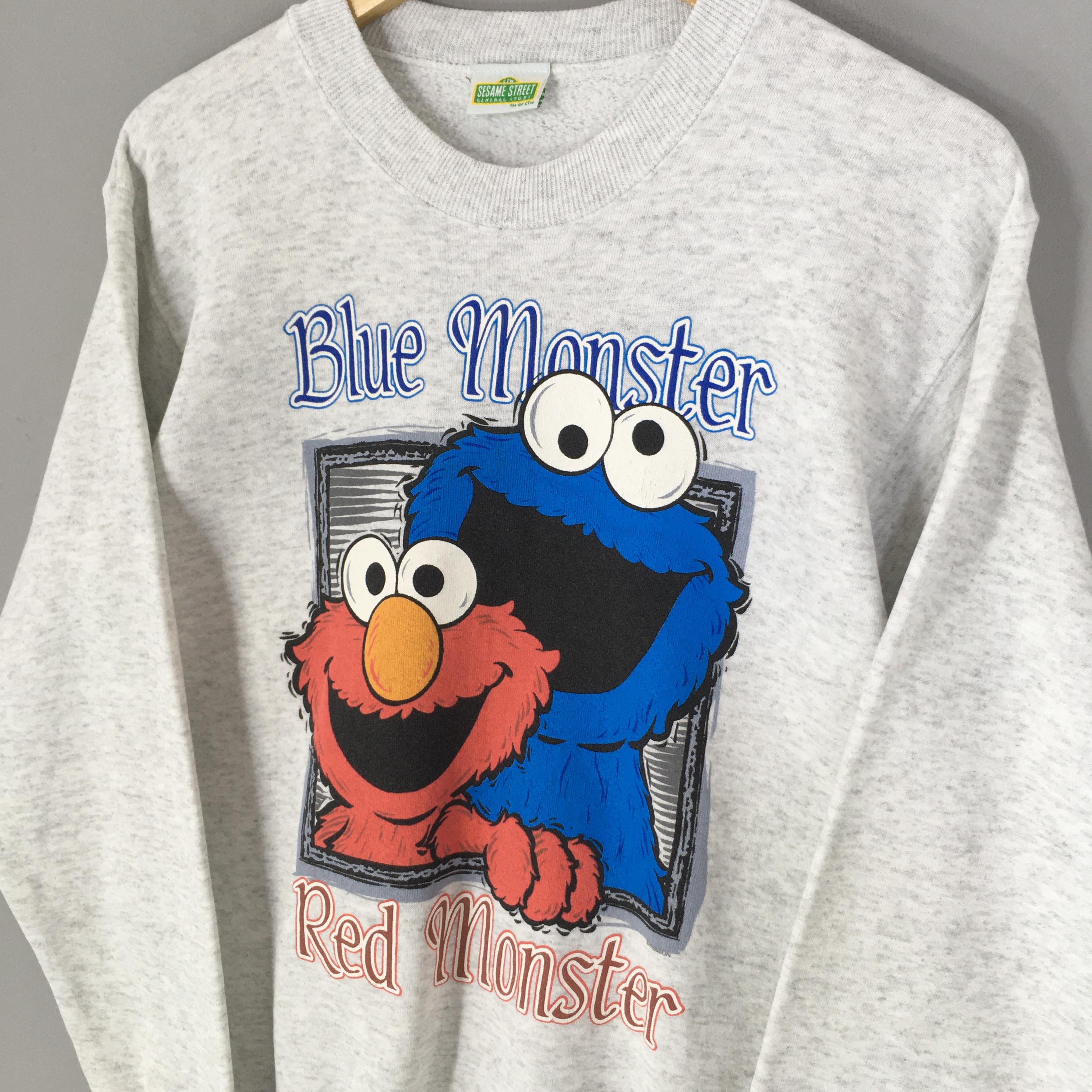 Vintage 90s Sesame Street Cookies Monster Sweatshirt Medium Cookie 