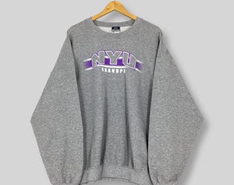 Vintage New York University Gray Sweatshirt XXLarge NYU Grandpa Printed Spell Out Logo Sweater NYU Violets Ncaa Jumper New York Crewneck XXL