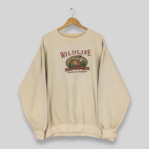 Vintage Whitetail Deer Wildlife Boxy Sweatshirt XXLarge Deer Wildlife American Outdoors Embroidered Sweater Deer Animal Wildlife Jumper XXL